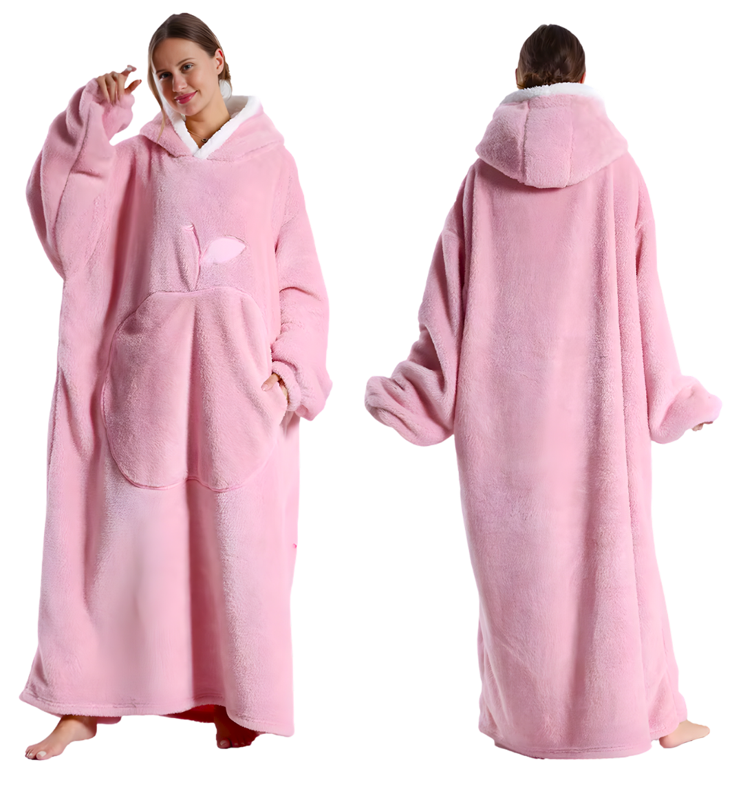 Manta polar de invierno con capucha de felpa y microfibra