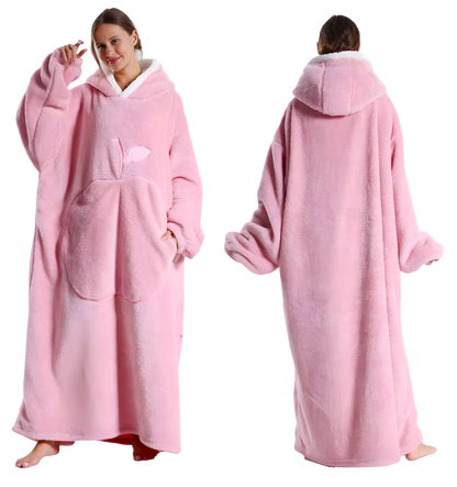 Manta polar de invierno con capucha de felpa y microfibra