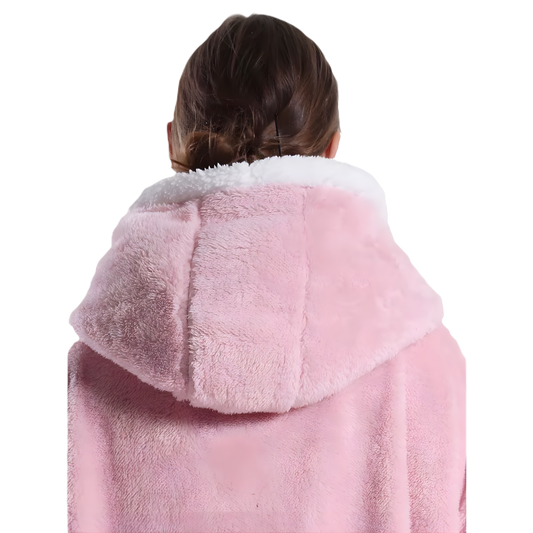 Manta polar de invierno con capucha de felpa y microfibra