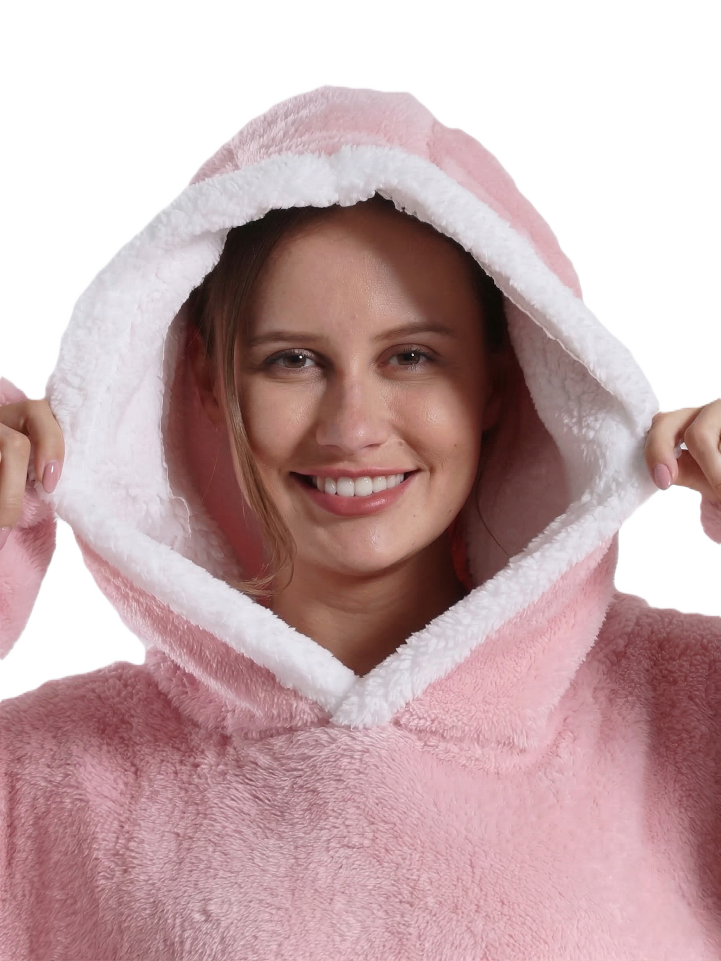 Manta polar de invierno con capucha de felpa y microfibra
