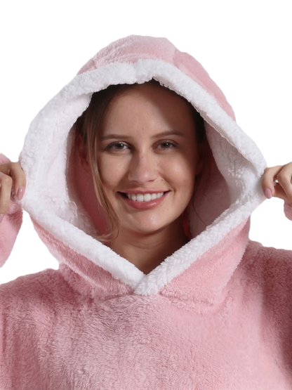 Manta polar de invierno con capucha de felpa y microfibra